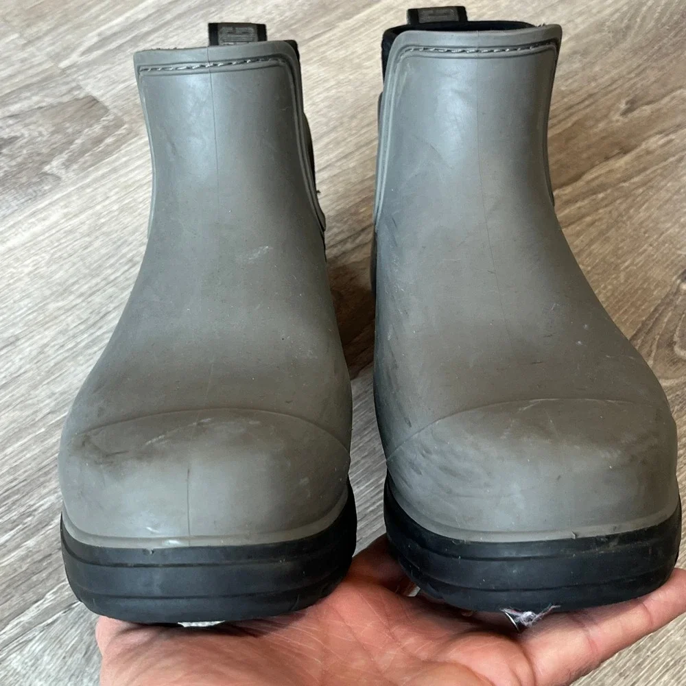 UGG Droplet Waterproof Grey Rubber Ankle Rain Boots with Wool Footbeds Womens 7